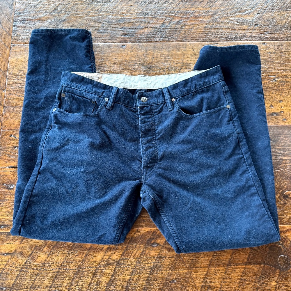 Men's Ralph Lauren Polo Varick Slim Straight Jeans Pants 36 x 30 Navy Moleskin